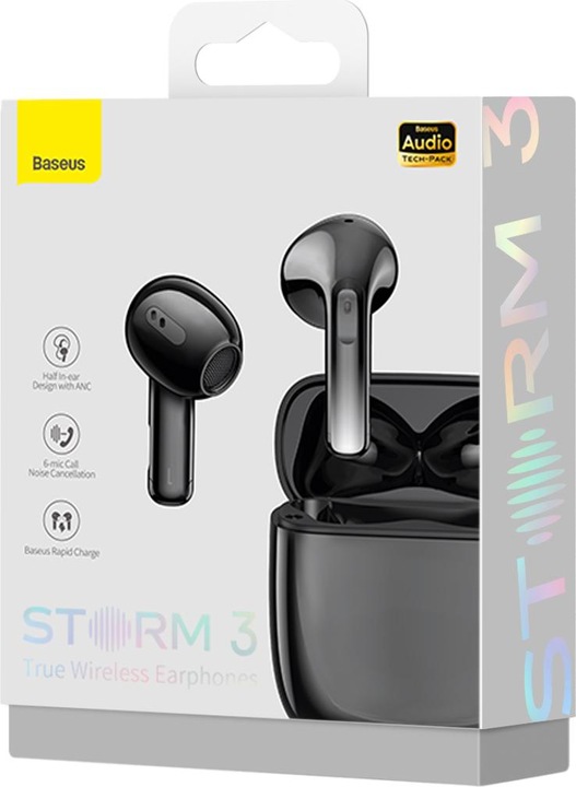Image du produit Baseus Écouteurs TWS Storm 3, ANC (noir) (ANC, 20 h, Sans fil)
