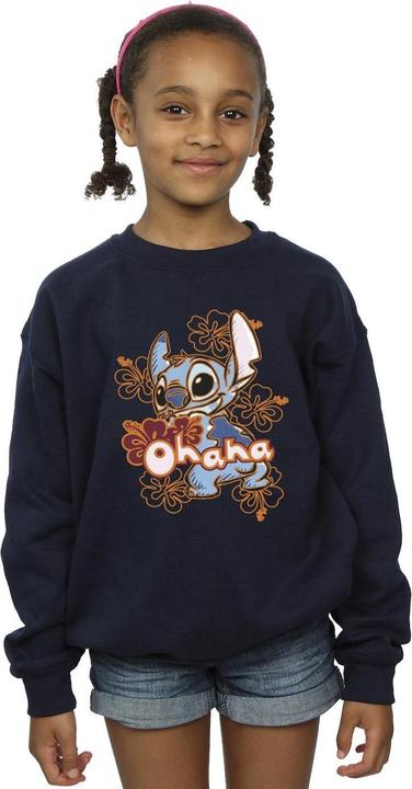 Produktbild Disney Lilo And Stitch Ohana Orange Hibiscus Sweatshirt Mädchen (128)