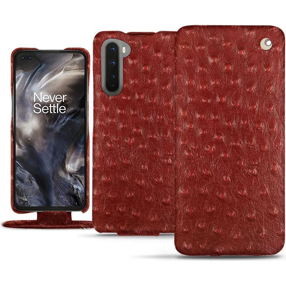 Noreve Lederschutzhülle vertikal (OnePlus Nord), Smartphone Hülle, Rot