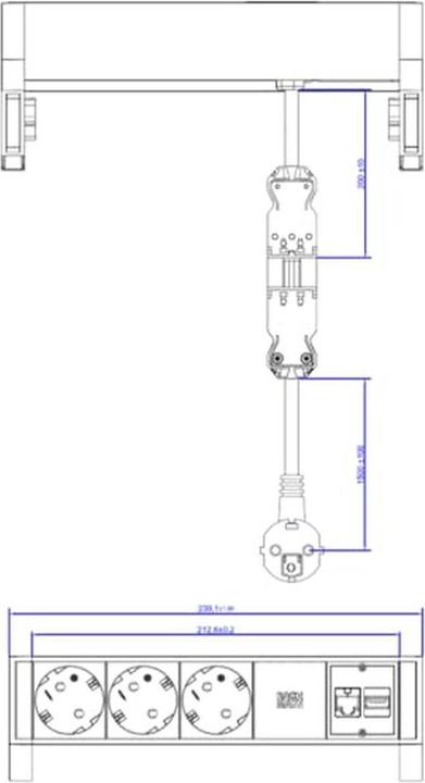 Actual product image Bachmann Desk 2 (5 x, RJ45, USB-A, 0.20 m)