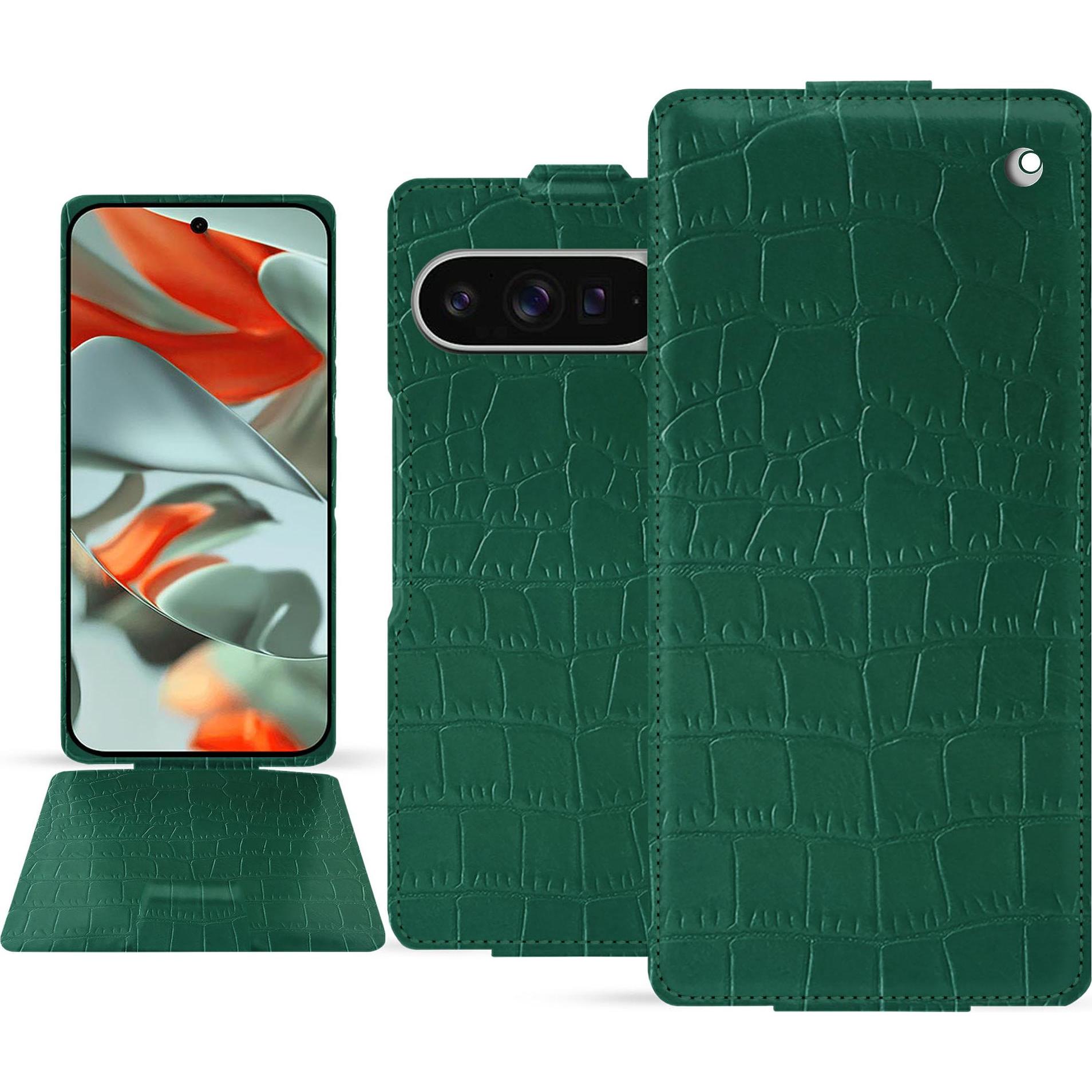 Noreve Lederschutzhülle vertikal (Google Pixel 9 Pro XL), Smartphone Hülle, Grün
