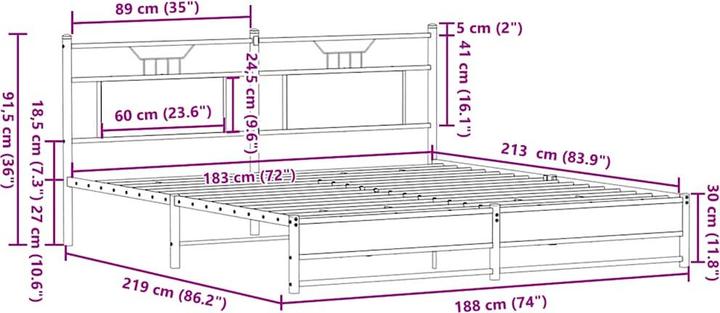 Image du produit vidaXL Bettgestell (183 x 213 cm)