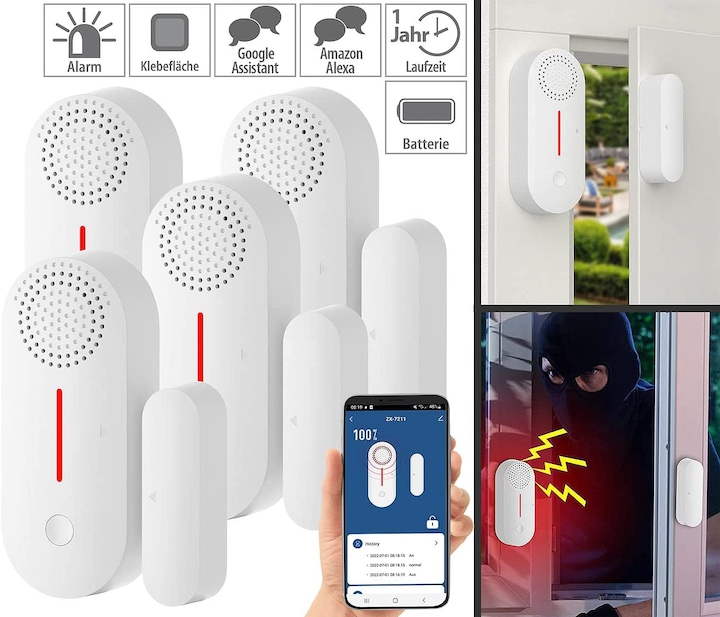 Actual product image VisorTech Set of 4 2in1 WLAN Door & Window Alarm
