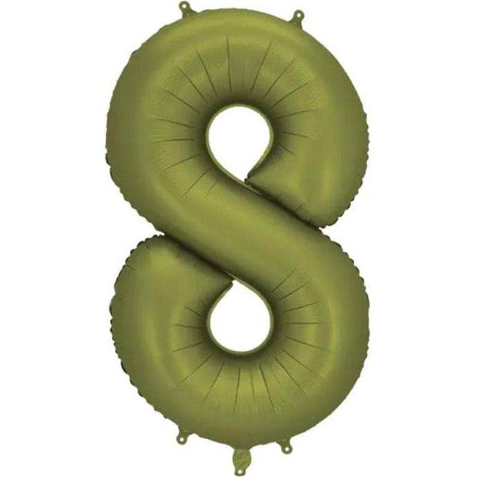 Partydeco Ballon alu Chiffre "8" Vert Olive (1x) (FB1S-8-097)