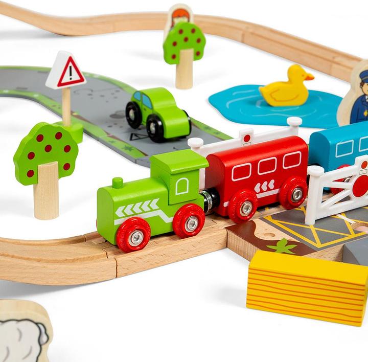 Produktbild Bigjigs Strasse & Schiene Zug Set