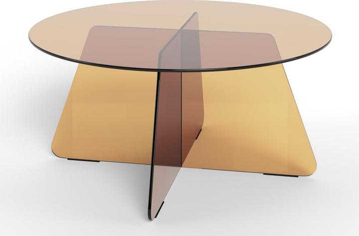 Image du produit AC Design table basse verre trempé marron, base en verre