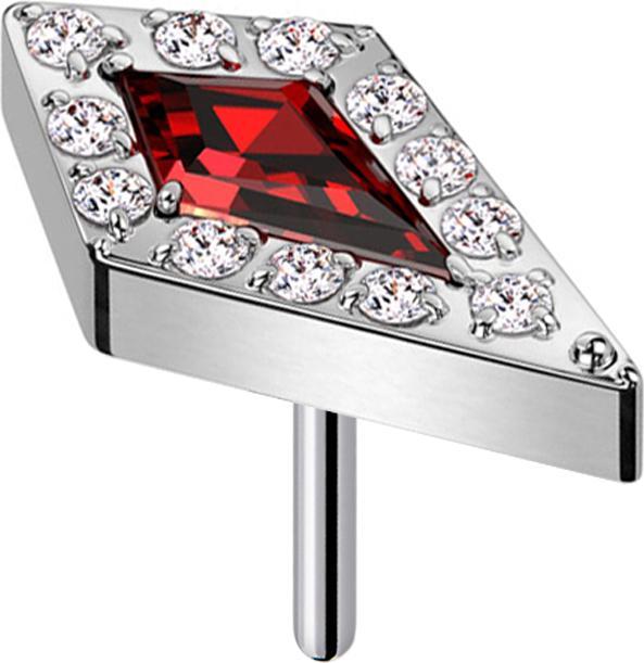 Actual product image Star Piercing Threadless diamond silver large crystal red (without brass, Titanium)