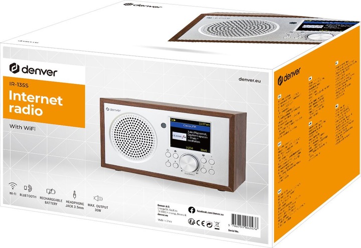 Productafbeelding Denver IR-135S Internet tafelradio Internet Bluetooth®, DLNA, Internet radio, WLAN alarmfunctie, zoals (Bluetooth)