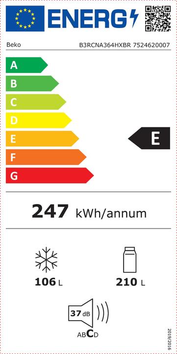 Energie-Label Beko B3RCNA364HXBR (316 l)