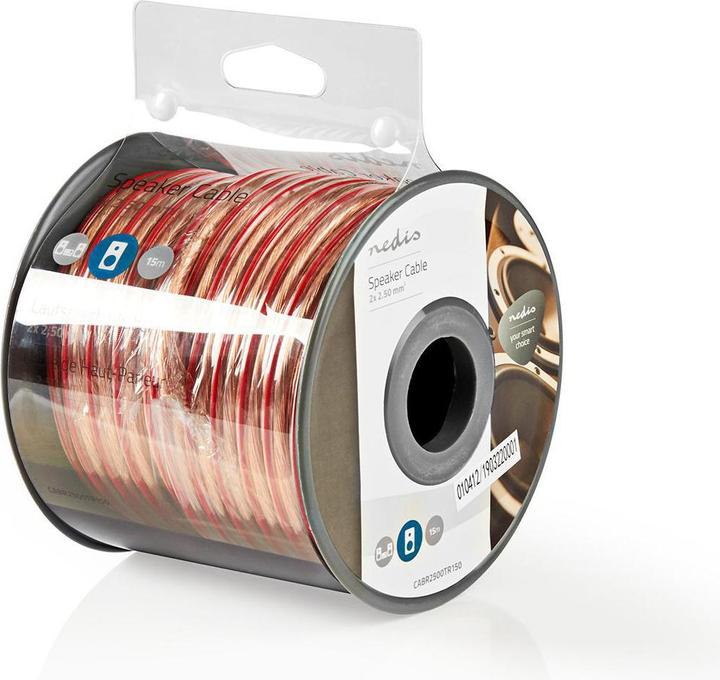 Produktbild Nedis Lautsprecherkabel| 2x 2.50 mm²| Kupfer| 15.0 m| rund| PVC| Transparent| - Verlän (15 m, 2.50 mm²)