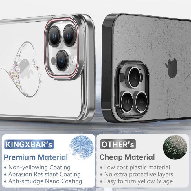 Immagine prodotto Kingxbar Custodia in silicone Wish Series con cristalli per iPhone 15 Pro - argento (Apple iPhone 15 Pro)