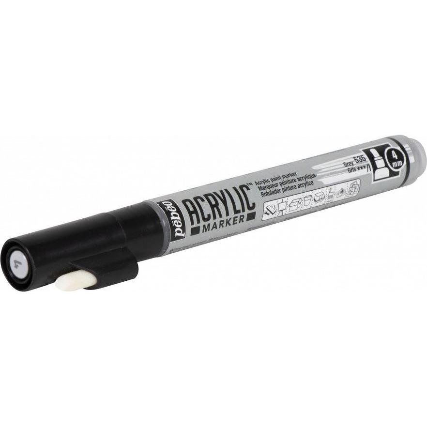 Pebeo, Marker, Acrylic Marker Medium Rundspitze 4mm (Grau, 4 mm)