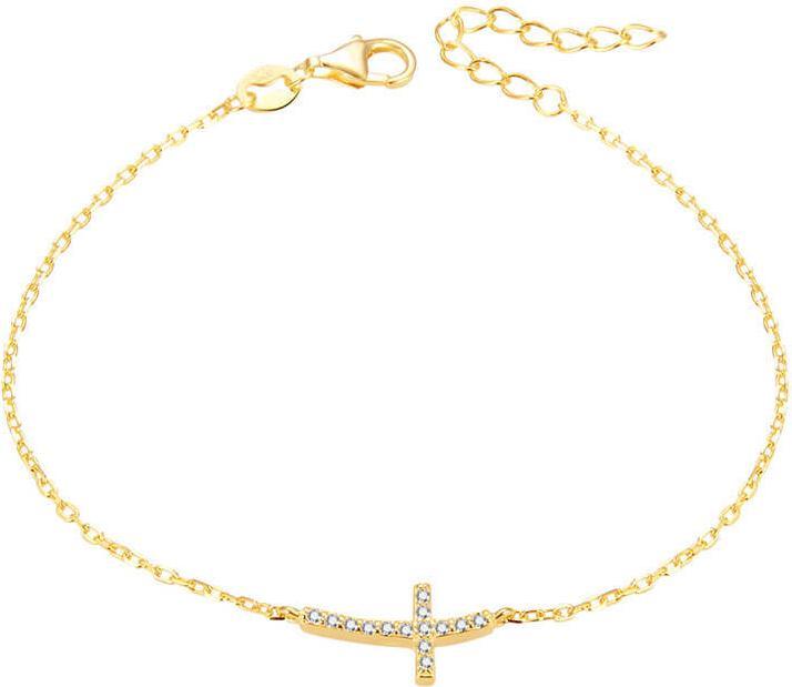 Beneto Gold plated silver bracelet with cross AGB484 / 20-GOLD