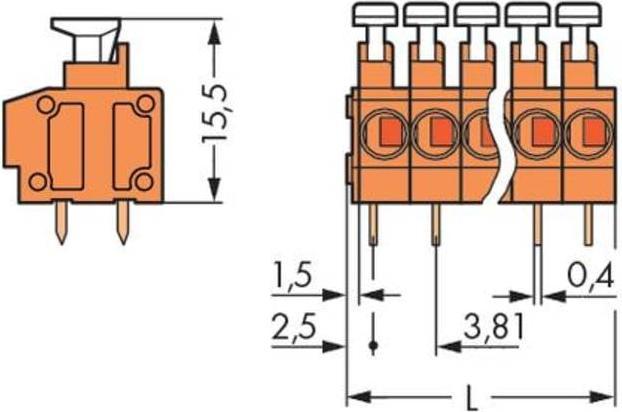 Actual product image Wago 235-116 1-wire terminal strip for printed circuit boards 0.5-1.5 qmm orange