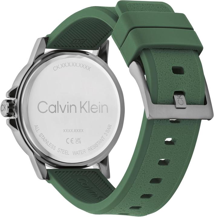 Actual product image Calvin Klein Three-Hand Quartz Movement Watch with Green Silicone Strap (42 mm)