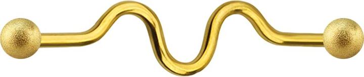 Immagine prodotto Star Piercing Campanile placcato oro a zig zag con due sfere (senza ottone, Acciaio chirurgico 316L)