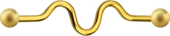 Produktbild Star Piercing Barbell vergoldet zig zag mit zwei Kugeln gesprenkelt (Chirurgenstahl 316L)