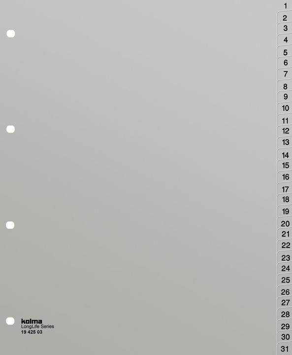 Actual product image Kolma Index A4 XL superstrong 1-31 31-piece grey