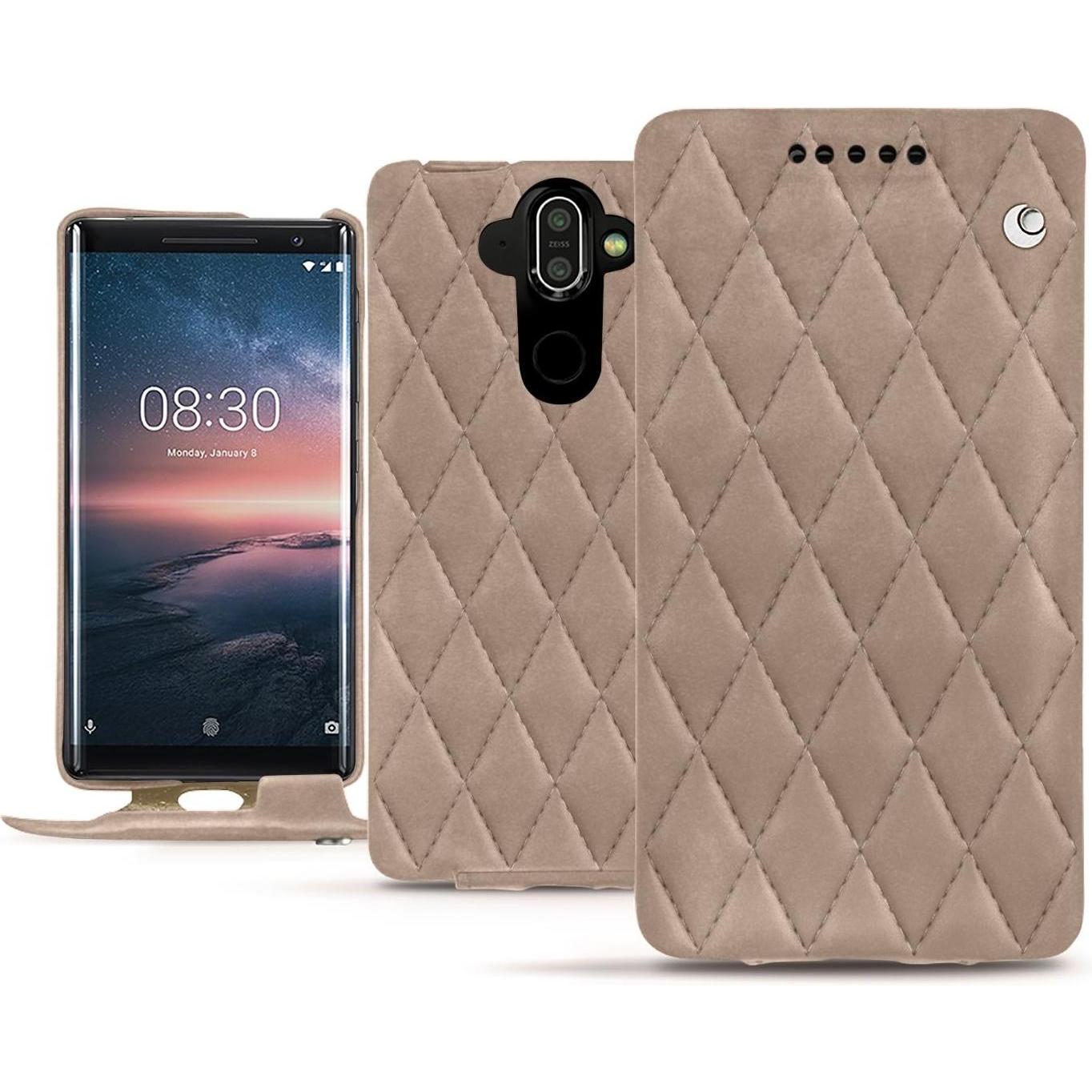 Noreve Lederschutzhülle vertikal (Nokia 8 Sirocco), Smartphone Hülle, Beige