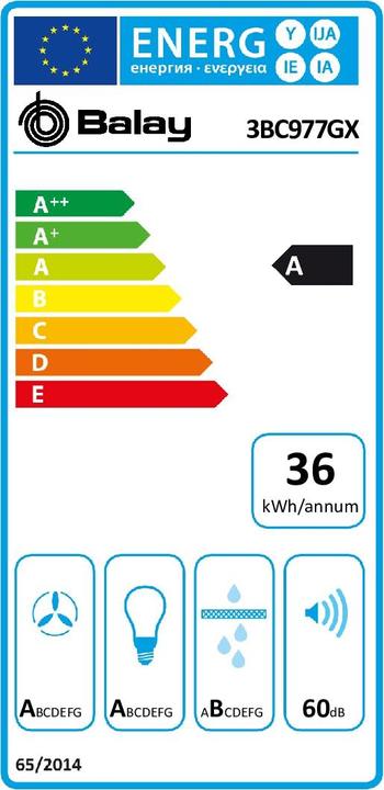 Energie-Label Balay 3BC977GX (Wandhaube)