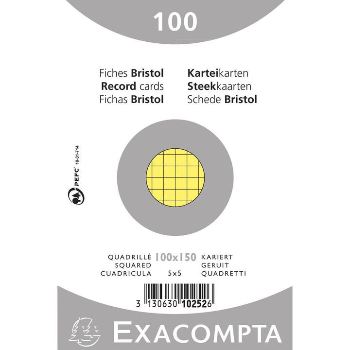 Image du produit Exacompta Cartes-fiches quadrillées (74 x 105 mm, 100x, 205 g/m²)
