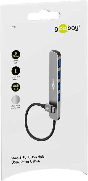 Immagine prodotto Goobay Slim 4-Port USB-Hub, USB-C auf USB-A, 5 Gbit/s (USB-C, 4 porte)