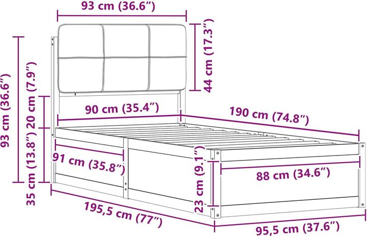 Image du produit vidaXL Moderner Bettrahmen (90 x 190 cm)