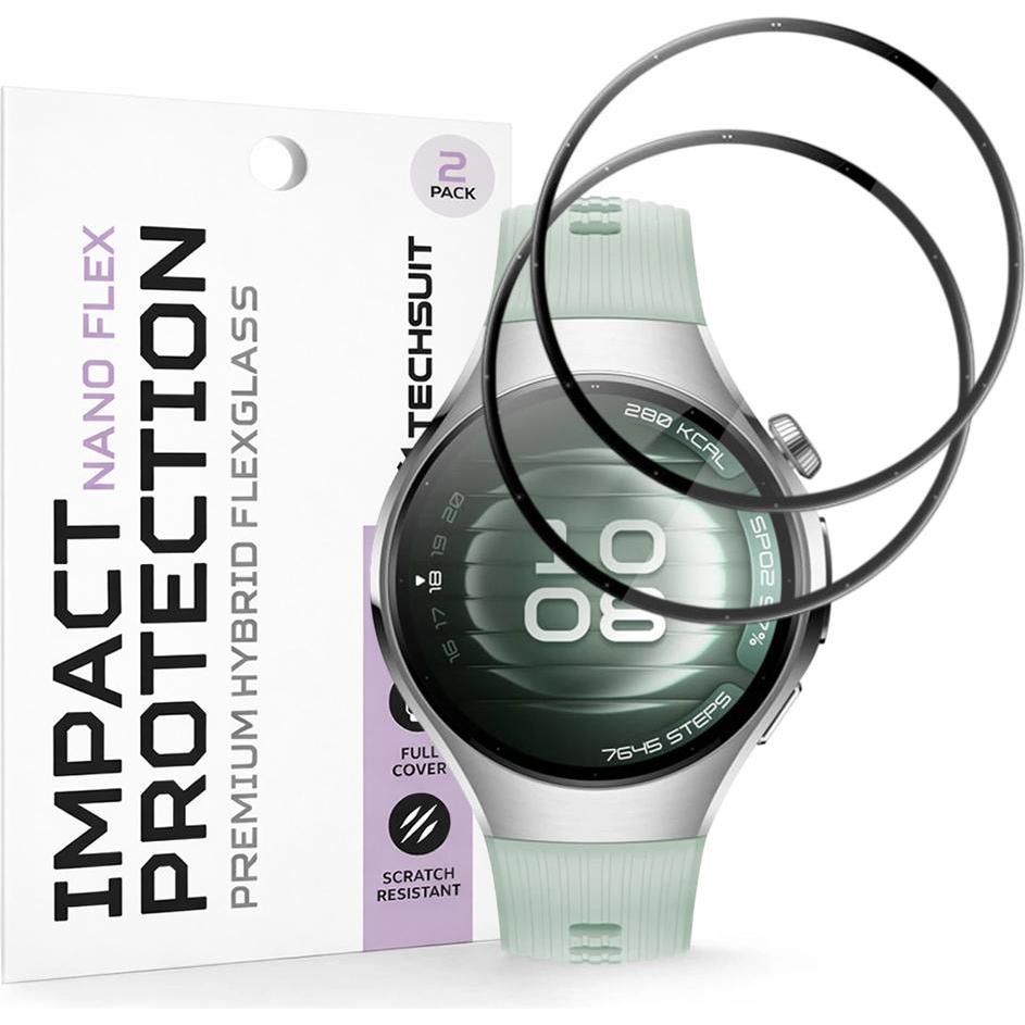 Techsuit - Nano Flex (2 pack) - Huawei Watch 5 42mm - Black, Accessori per smartwatch, Nero