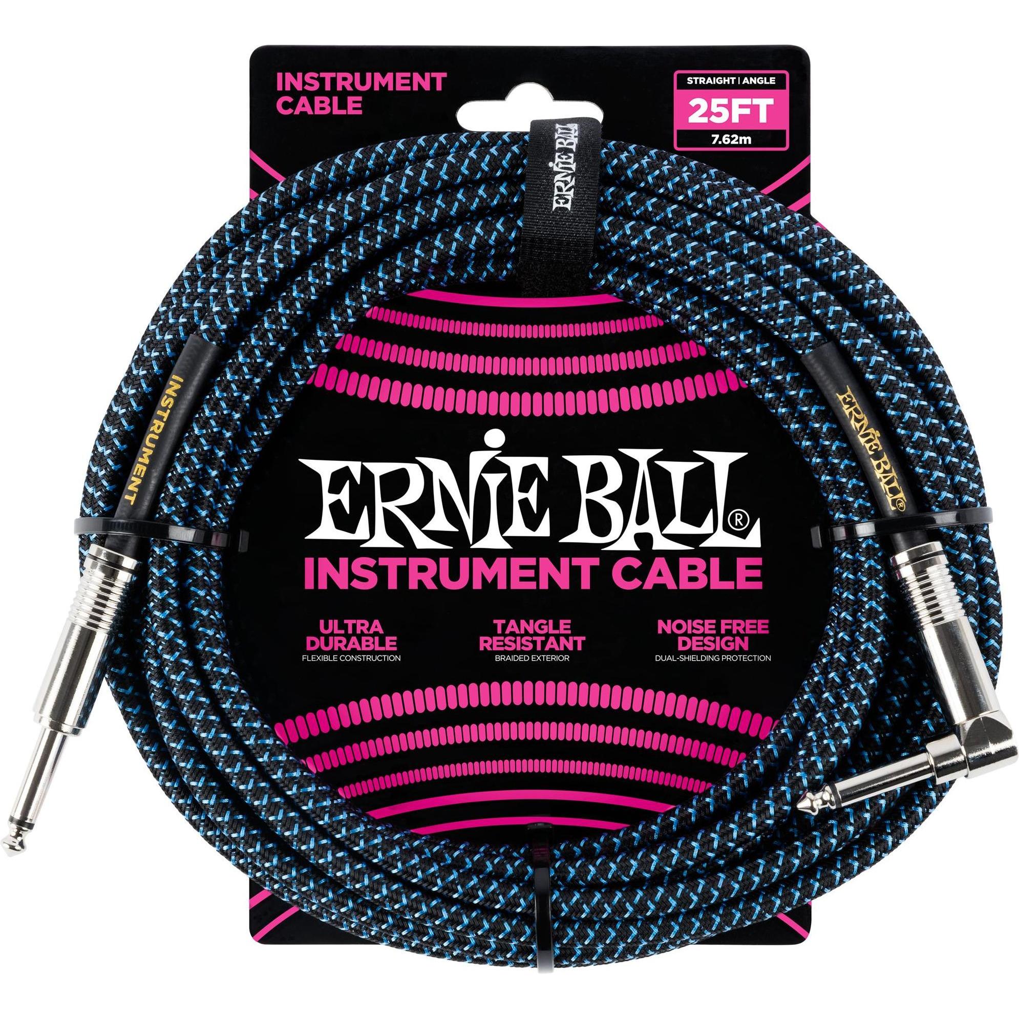Ernie Ball Instrumentenkabel 6060 – 7.62 m, Blau/Schwarz, Länge: 7.62 (7.62 m), Audio Kabel