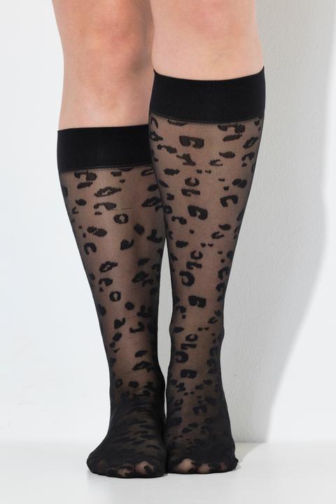 Produktbild Ulla Popken Fein-Kniestrumpf, Leomuster, leicht transparent