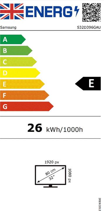 Energy Label Samsung 32" S39GD Full HD Curved Monitor (1920 x 1080 pixels, 32")