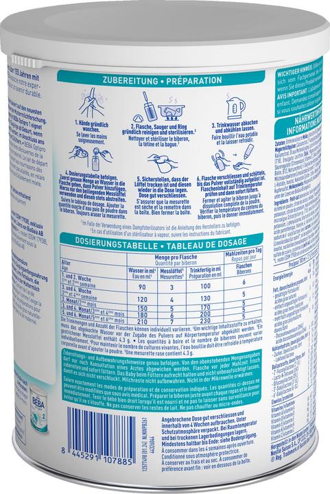 Nutritional values and ingredients Beba Optipro 1 Ds (800 g, from birth)
