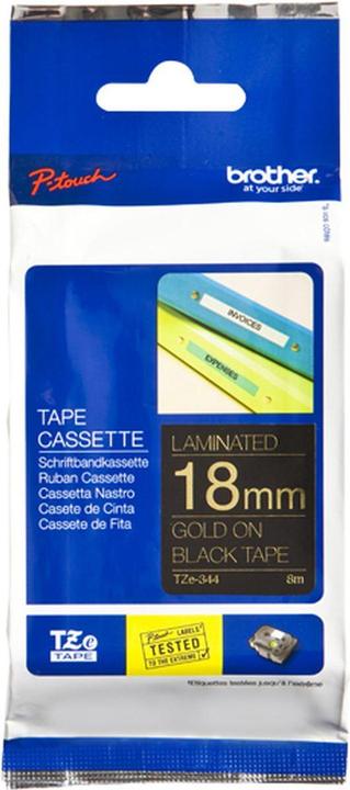 Actual product image Brother Tze-344 (1.80 cm, Black, Gold)