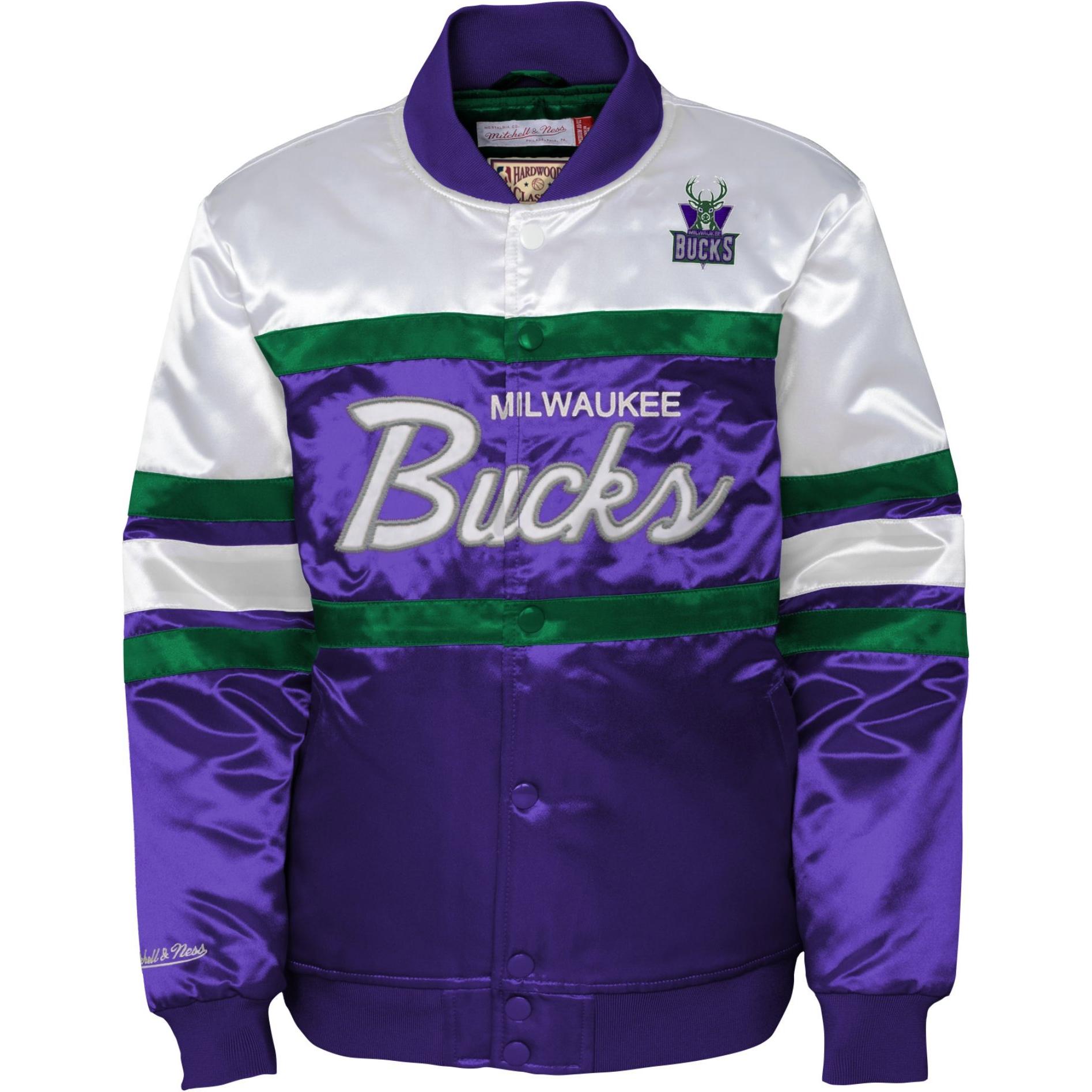 Mitchell & Ness, Jungen, Jacke, Kinder Heavyweight Satin Jacke - Milwaukee Bucks - US18 (18), Mehrfarbig, 18