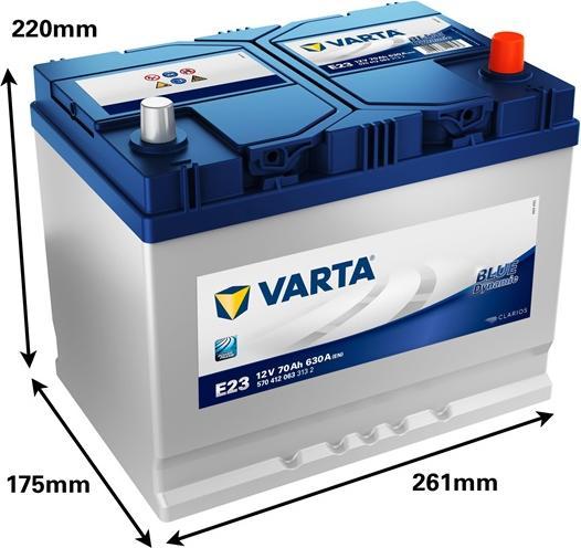 Actual product image Varta Blue Dynamic E23 (12 V, 70 Ah, 630 A)