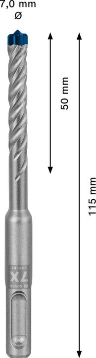 Image du produit Bosch Professional Zubehör Foret marteau Expert SDS plus-7X, 7 x 50 x 115 mm (7 mm)