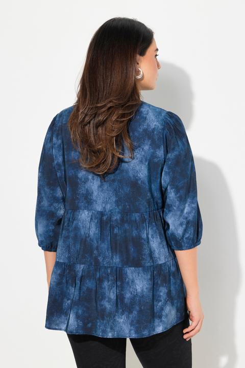 Produktbild Ulla Popken Bluse, Batikdruck, A-Linie, V-Ausschnitt, Langarm (42, 44)