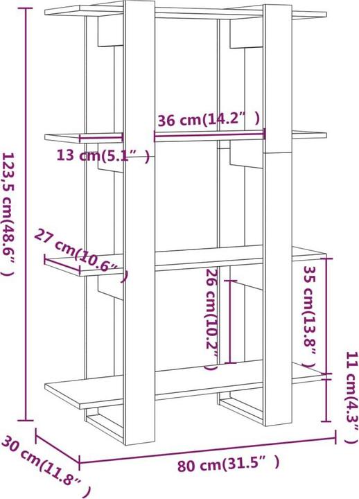 Immagine prodotto vidaXL Bücherregal (80 x 30 x 123.50 cm)
