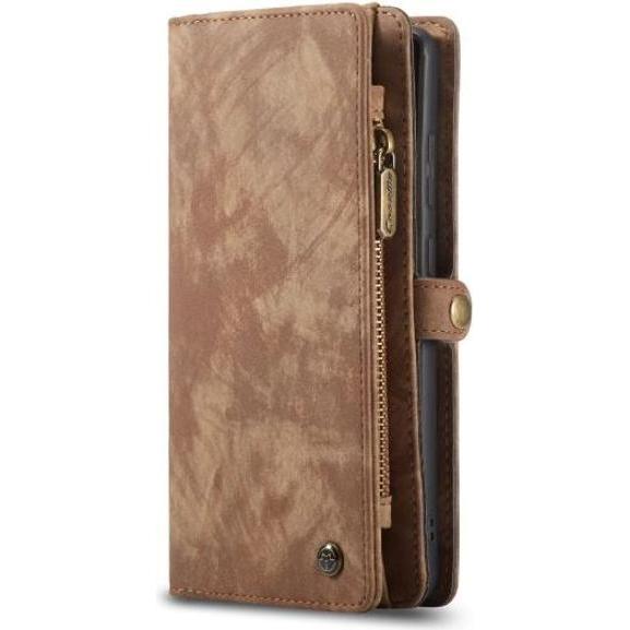 Caseme Leder Portemonnaie mit Plastik Hülle (Samsung Galaxy S20 Ultra), Smartphone Hülle, Braun