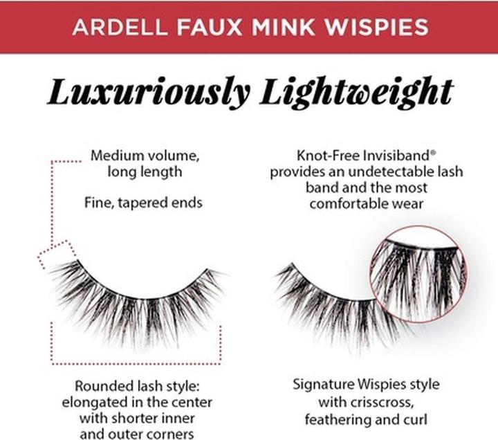 Actual product image Ardell Faux Mink Wispies Synthetic Vegan Eyelashes Black - Pack of 4 (Artificial eyelashes)