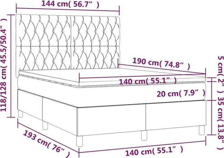 Actual product image vidaXL Boxspringbett (140 x 190 cm)