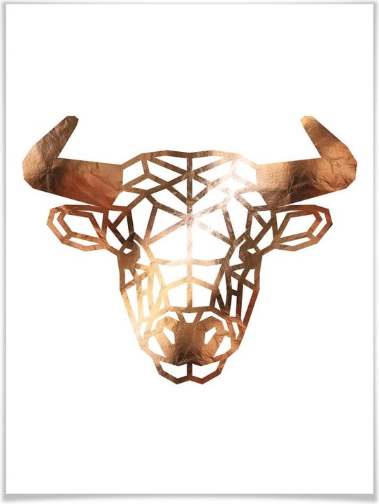 Produktbild Trenddeko Origami Stierkopf - Kupfer-Optik (100 x 120 cm)