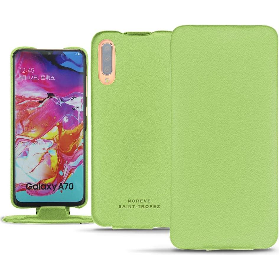 Noreve Lederschutzhülle vertikal (Samsung Galaxy A70), Smartphone Hülle, Grün