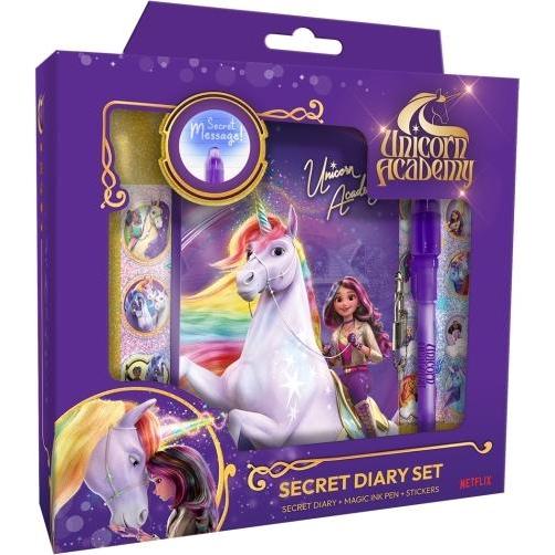 Euromic, Quaderni + Bloc notes, UNICORN ACADEMY Magic Diary - Diary w/magic ink pen gift box