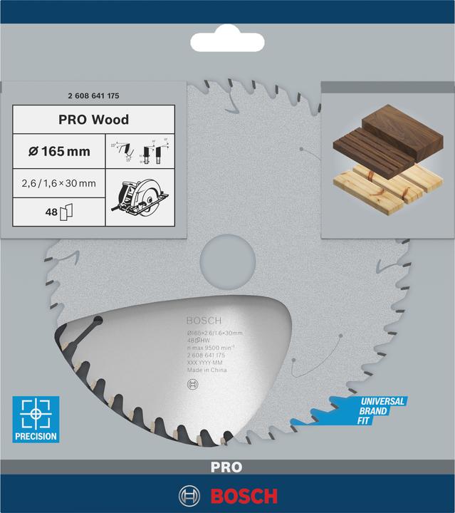 Image du produit Bosch Professional Zubehör Lame de scie circulaire PRO Wood, 165 x 2.6 x 30 mm