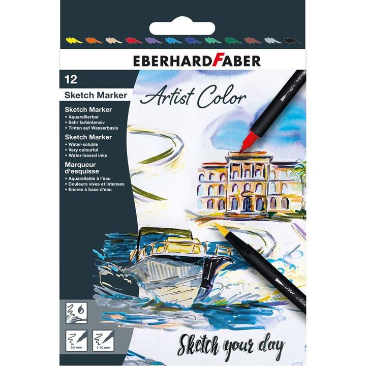 Productafbeelding EberhardFaber Vezelstiften Sketch Marker Artist Color 12 stuks (Veelkleurig, 12 x)