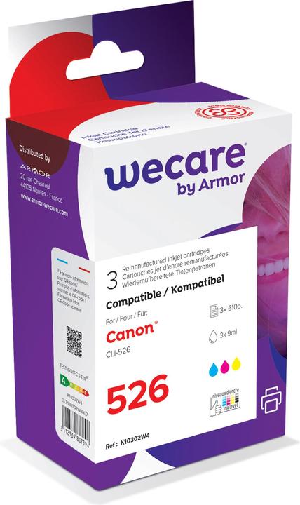 Image du produit Wecare Multipack rebuilt CMY CLI-526PA pour Canon PIXMA iP 4850 3x9ml (CL)