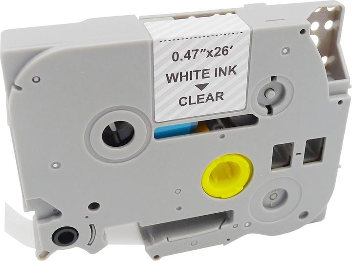 Produktbild MediaRange Schriftbandkassette weiÃŸ auf transparent 8m x 12mm (1.20 cm, Transparent, Weiss)