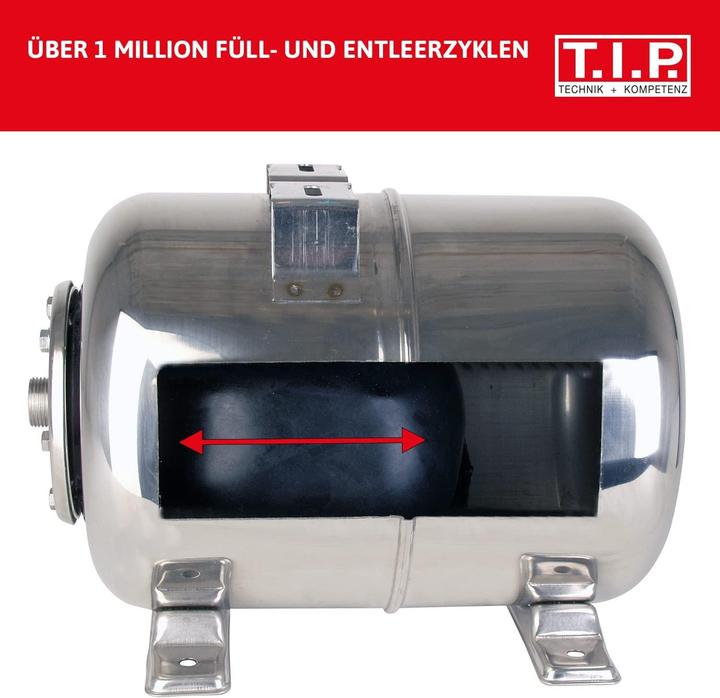 T.I.P. Chaudière à pression, centrale d'eau domestique 50 l, acier inoxydable