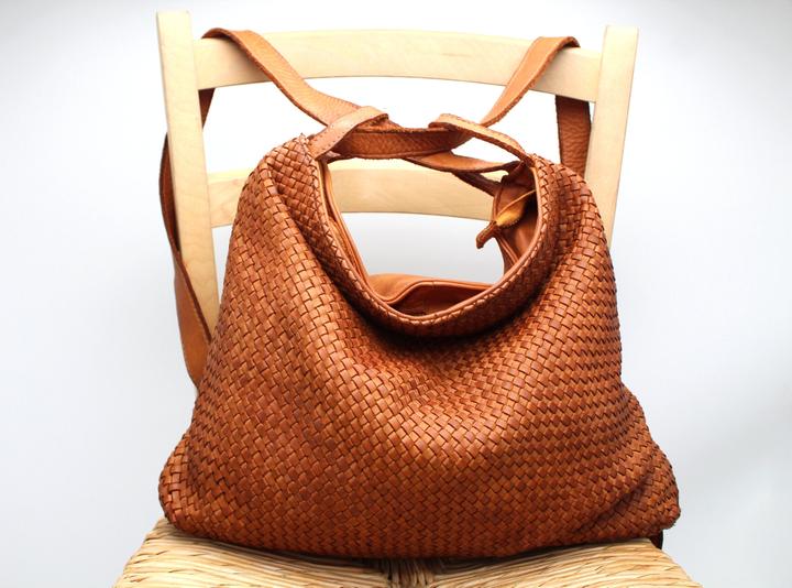 Immagine prodotto Only-Bags.Store Borsa in pelle, borsa a tracolla in morbida pelle intrecciata, zaino in pelle convertibile